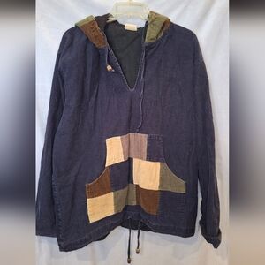 Gypsy Rose Courduroy Pull Over Hoodie Medium/SMall Made in Nepal